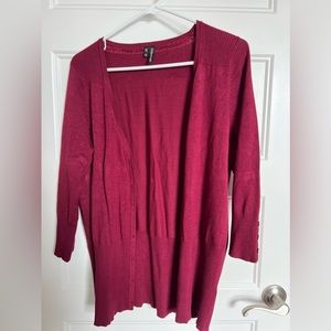 Deep red, 3/4 sleeve cardigan
